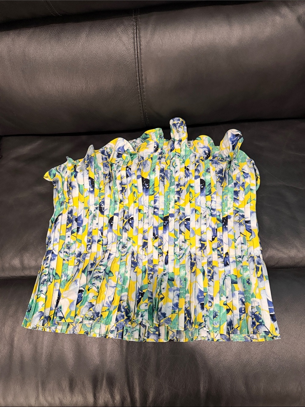 White House Black Market Floral Bustier Top-Yellow, Blue, Green - Picture 2 of 4